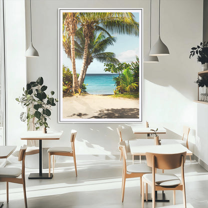 10046923-MGC-FP-24x36_White-Palm Tree Canvas Wall Art Canvas Print, Framed Coastal Wall Art Art Picture Print, Island Wall Decor Perfect Coastal Tropical