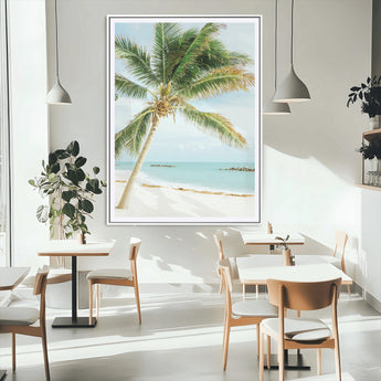 83804429-MGC-FP-24x36_White-Palm Tree Wall Art Canvas Print, Framed Tropical Beach Art Picture Print, Soft Sand Perfect Tropical Coastal Decor Artwork