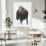76778120-MGV-CV-24X36-Bison Photography Wall Art Canvas Print, Framed Western Wildlife Art Picture Print, Buffalo On Snow Perfect Western Rustic Decor