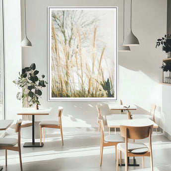 17571705-MGV-CV-24X36-Pampas Grass Wall Art Canvas Print, Framed Neutral Tones Art Picture Print, Minimalist Nature Perfect Boho Minimalist Decor