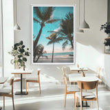 49451039-MGC-FP-24x36_White-Palm Trees Wall Art Canvas Print, Framed Tropical Beach Art Picture Print, Ocean Breeze Perfect Tropical Coastal Decor Artwork