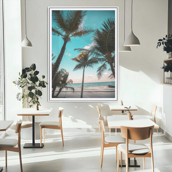 49451039-MGC-FP-24x36_White-Palm Trees Wall Art Canvas Print, Framed Tropical Beach Art Picture Print, Ocean Breeze Perfect Tropical Coastal Decor Artwork