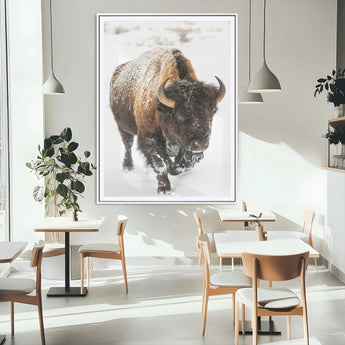 19448944-MGC-FP-24x36_White-Winter Wilderness Wall Art Canvas Print, Framed Brown Tones Art Picture Print, Nature Close-Up Perfect Rustic Lodge Decor Decor