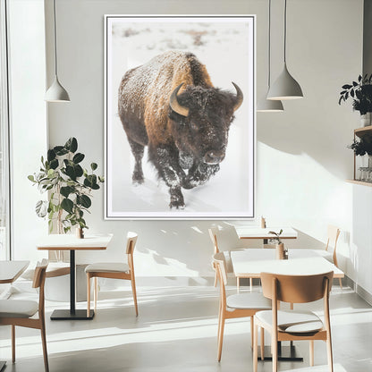 19448944-MGC-FP-24x36_White-Winter Wilderness Wall Art Canvas Print, Framed Brown Tones Art Picture Print, Nature Close-Up Perfect Rustic Lodge Decor Decor