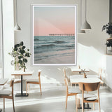 89450227-MGC-FP-24x36_White-Minimalist Seascape Wall Art Canvas Print, Framed Soft Pastel Sunset Art Picture Print, Tranquil Ocean Perfect Minimalist Coastal