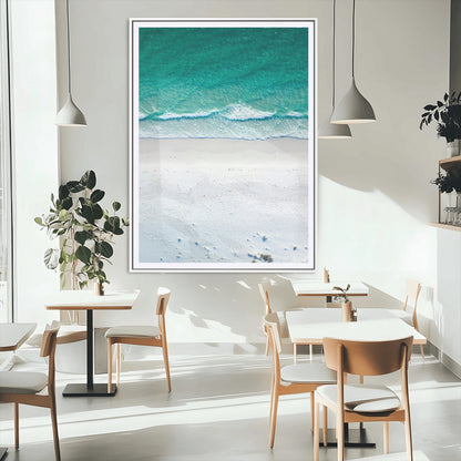 26150405-MGC-FP-24x36_White-Soft Waves Wall Art Canvas Print, Framed Seaside Escape Art Picture Print, Minimalist Beach Aesthetic Perfect Coastal Minimalist