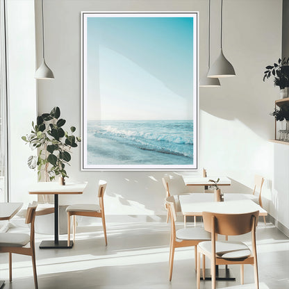 20189712-MGV-CV-24X36-Minimalist Ocean Wall Art Canvas Print, Framed Calm Seascape Art Picture Print, Soft Blue Tones Perfect Coastal Minimalist Decor