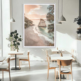 34220311-MGC-FP-24x36_White-Coastal Rock Wall Art – Sunset Beach Canvas Print with Ocean Waves and Golden Light, Scenic Seaside Photography for Bedroom,