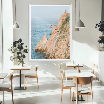 13614237-MGV-CV-24X36-Cliff Diving Wall Art – Panoramic Ocean Jump Canvas Print, Extreme Sports Adventure Decor for Living Room, Office, Bedroom, Man