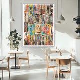 58689-MGC-FP-24x36_White-Basquiat Style Wall Art Canvas Print, Framed Neo Expressionism Art Picture Print, Street Art Perfect Urban Contemporary Decor