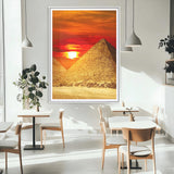 13047-MGC-FP-24x36_White-Pyramids Giza Wall Art – Golden Sunset Egypt Canvas Print, Ancient World Landmark Photography Decor for Living Room, Office, Study