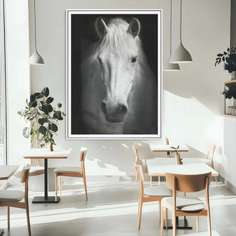 36639-MGC-FP-24x36_White-Large Wall Art White Horse on Black Background Canvas Print
