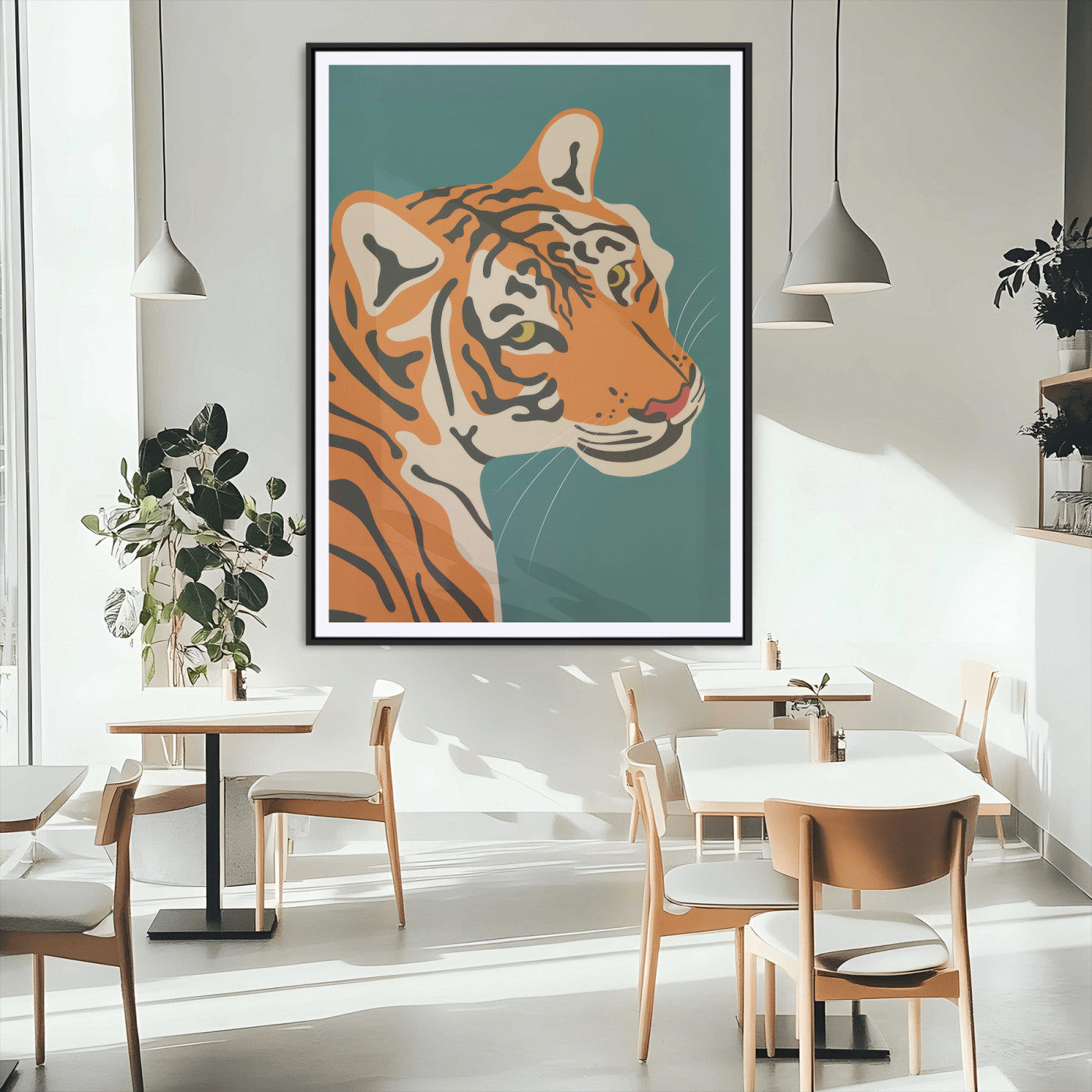94447-MGC-FP-24x36_Black-Tiger Portrait Wall Art – Bold Wildlife Canvas Print of Fierce Jungle Cat Face, Modern Animal Home Decor for Living Room, Office