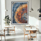 38379387-SEG-FC-90X60_Oversize_Oversize-Tree Rings Wall Art Canvas Print, Framed Wood Texture Art Picture Print, Blue Grain Perfect Earthy Modern Decor Artwork