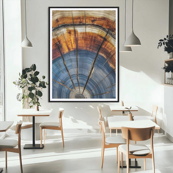 47703729-MGC-FP-24x36_Black-Tree Rings Wall Art Canvas Print, Framed Wood Texture Art Picture Print, Blue Grain Perfect Rustic Modern Decor Artwork