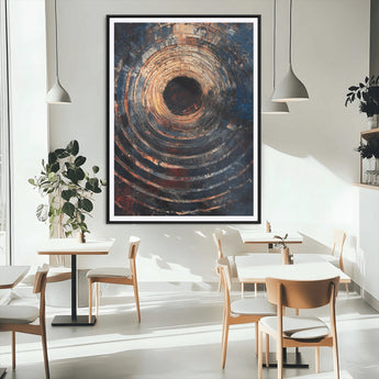 77401573-MGC-FP-24x36_Black-Textured Spiral Wall Art Canvas Print, Framed Abstract Void Art Picture Print, Wooden Vortex Perfect Modern Industrial Decor
