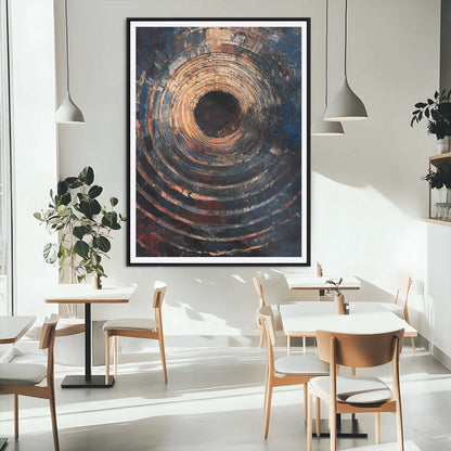 77401573-MGC-FP-24x36_Black-Textured Spiral Wall Art Canvas Print, Framed Abstract Void Art Picture Print, Wooden Vortex Perfect Modern Industrial Decor