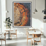 12078265-MGC-FP-24x36_Black-Tree Rings Wall Art Canvas Print, Framed Burnt Wood Art Picture Print, Rustic Texture Perfect Rustic Earth Decor Artwork