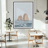 23148844-MGV-CV-24X36-Faraglioni Capri Wall Art Canvas Print, Framed Serene Ocean Art Picture Print, Mediterranean Coastal Perfect Mediterranean