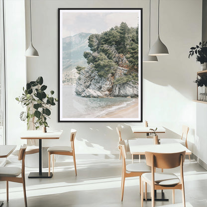 28003346-MGC-FP-24x36_Black-Beach Trees Wall Art Canvas Print, Framed Earthy Beachside Art Picture Print, Beachside Nature Perfect Rustic Coastal Decor