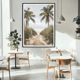 47319550-MGC-FP-24x36_Black-Tropical Beach Wall Art Canvas Print, Framed Rustic Sand Art Picture Print, Palm Tree Perfect Tropical Coastal Decor Artwork