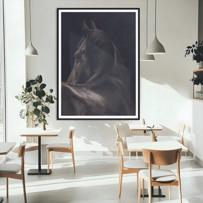 67026880-MGC-FP-24x36_Black-Black Horse Portrait Wall Art Canvas Print, Framed Moody Horse Decor Art Picture Print, Equestrian Wall Style Perfect Masculine