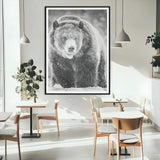 98050634-MGC-FP-24x36_Black-Bison Portrait Wall Art Canvas Print, Framed Rustic Wall Accent Art Picture Print, Lodge Style Perfect Rustic Lodge Decor Artwork