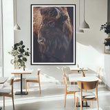 56758157-MGC-FP-24x36_Black-Bison Portrait Wall Art Canvas Print, Framed Rustic Wall Accent Art Picture Print, Lodge Style Perfect Rustic Lodge Decor Artwork