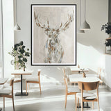 79642067-MGV-CV-24X36-Abstract Deer Wall Art Canvas Print, Framed Lodge Style Decor Art Picture Print, Rustic Animal Wall Perfect Lodge Cabin Style