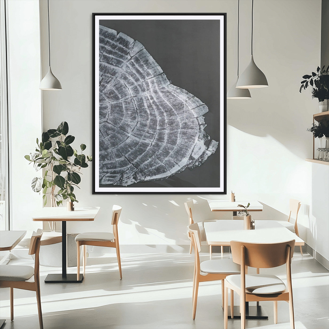 34094020-MGV-CV-24X36-Tree Ring Canvas Wall Art Canvas Print, Framed Modern Rustic Decor Art Picture Print, Botanical Tree Ring Perfect Modern Rustic