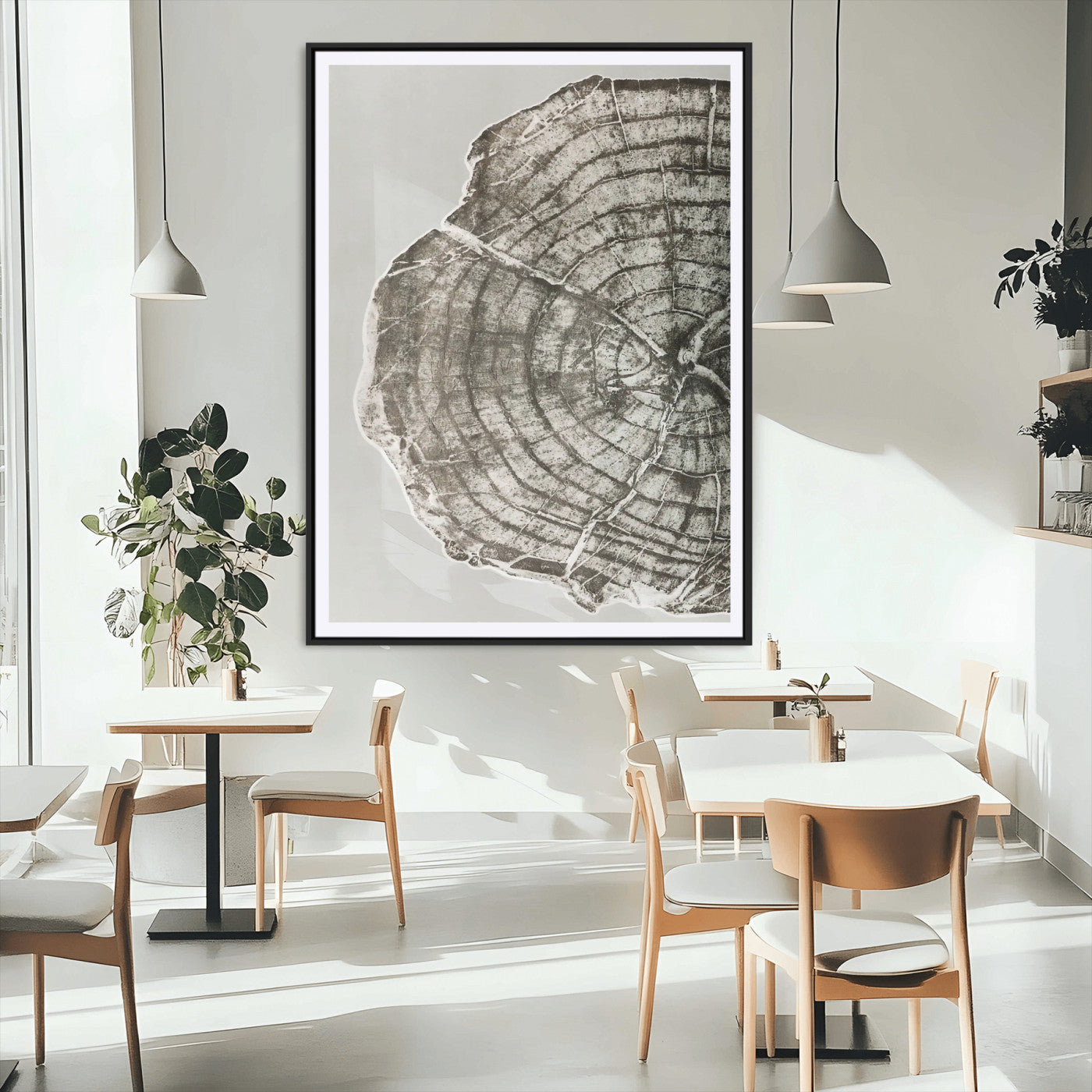 11167473-MGV-CV-24X36-Rustic Wall Decor Wall Art Canvas Print, Framed Modern Lodge Style Art Picture Print, Neutral Wood Slice Perfect Scandinavian