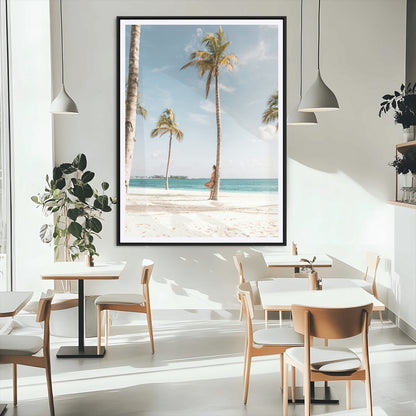 27750035-MGV-CV-24X36-Tropical Beach Scene Wall Art Canvas Print, Framed Palm Tree Photography Art Picture Print, Island Paradise Decor Perfect Coastal