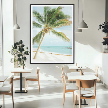 83804429-MGC-FP-24x36_Black-Palm Tree Wall Art Canvas Print, Framed Tropical Beach Art Picture Print, Soft Sand Perfect Tropical Coastal Decor Artwork