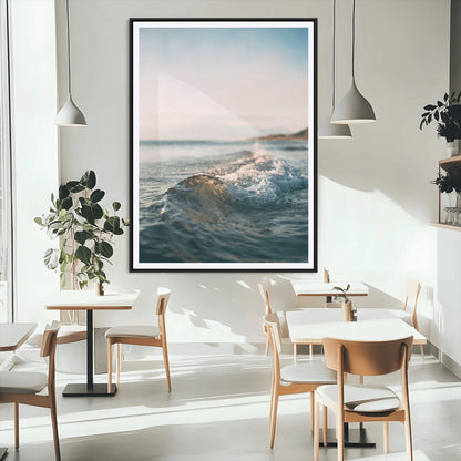 65283502-MGC-FP-24x36_Black-Ocean Waves Wall Art Canvas Print, Framed Coastal Serenity Art Picture Print, Golden Hour Perfect Modern Coastal Decor Artwork