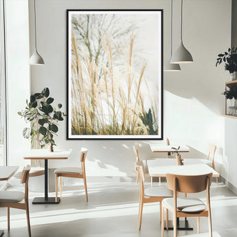 17571705-MGV-CV-24X36-Pampas Grass Wall Art Canvas Print, Framed Neutral Tones Art Picture Print, Minimalist Nature Perfect Boho Minimalist Decor