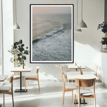 88999168-MGC-FP-24x36_Black-Ocean Waves Wall Art Canvas Print, Framed Coastal Serenity Art Picture Print, Relaxing Ocean Perfect Modern Coastal Decor Artwork