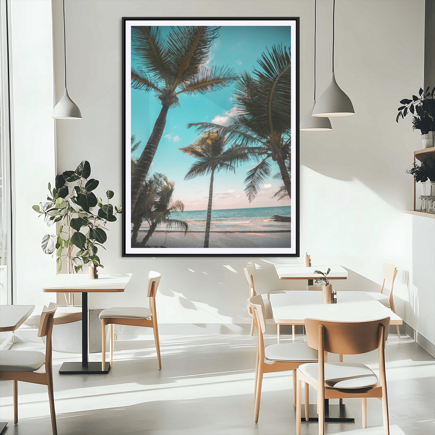 49451039-MGC-FP-24x36_Black-Palm Trees Wall Art Canvas Print, Framed Tropical Beach Art Picture Print, Ocean Breeze Perfect Tropical Coastal Decor Artwork