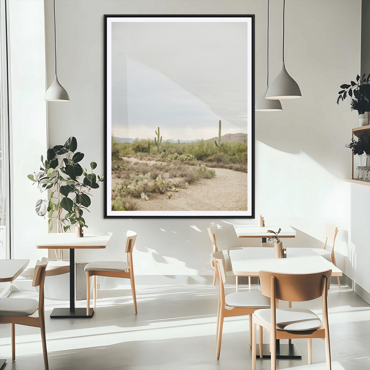 55042528-MGV-CV-24X36-Minimalist Landscape Wall Art Canvas Print, Framed Rustic Boho Canvas Art Picture Print, Earthy Tones Art Perfect Southwestern