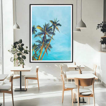 62885569-MGC-FP-24x36_Black-Palm Trees Wall Art Canvas Print, Framed Tropical Vibes Art Picture Print, Blue Sky Perfect Coastal Boho Decor Artwork