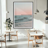 89450227-MGV-CV-24X36-Minimalist Seascape Wall Art Canvas Print, Framed Soft Pastel Sunset Art Picture Print, Tranquil Ocean Perfect Minimalist Coastal