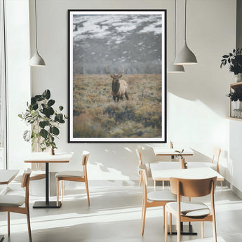 80105083-MGV-CV-24X36-Wild Elk Wall Art Canvas Print, Framed Mountain Wilderness Art Picture Print, Majestic Animal Perfect Rustic Lodge Decor Artwork
