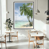 80489589-MGC-FP-24x36_Black-Tropical Beach Palm Trees Canvas Print – Island Coastal Wall Art, Bright Ocean Horizon Photography for Bathroom, Lounge & Vacation