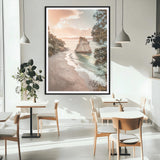 34220311-MGC-FP-24x36_Black-Coastal Rock Wall Art – Sunset Beach Canvas Print with Ocean Waves and Golden Light, Scenic Seaside Photography for Bedroom,