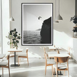 36618494-MGC-FP-24x36_Black-Modern Wall Art – Cliff Diver Black and White Canvas Print, Bold Ocean Photography Decor for Bedroom, Living Room, Office, Coastal
