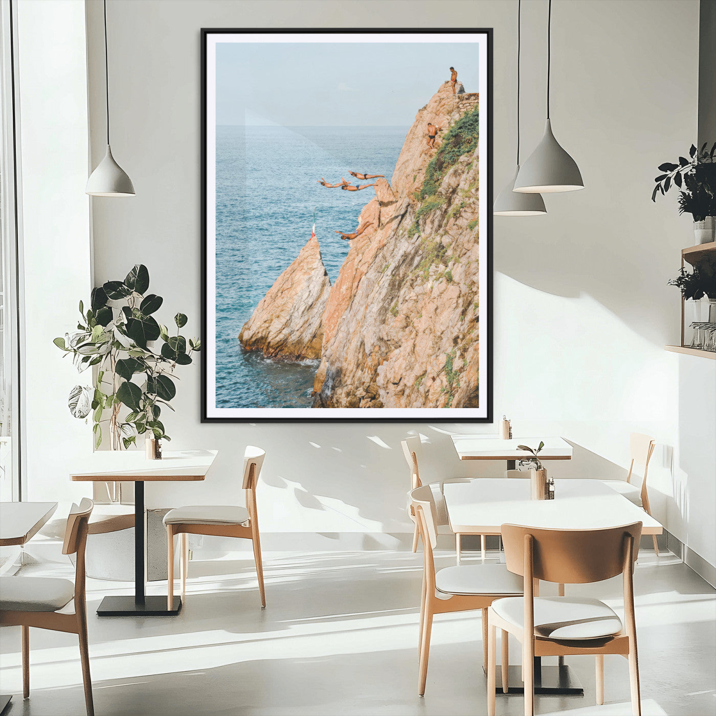 13614237-MGV-CV-24X36-Cliff Diving Wall Art – Panoramic Ocean Jump Canvas Print, Extreme Sports Adventure Decor for Living Room, Office, Bedroom, Man