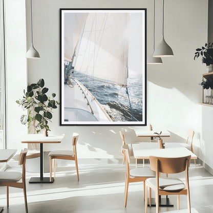 95552990-MGC-FP-24x36_Black-Nautical Sailing Wall Art – Sailboat with White Sails and Ocean Waves, Coastal Photography Print, Seaside Decor for Beach House &