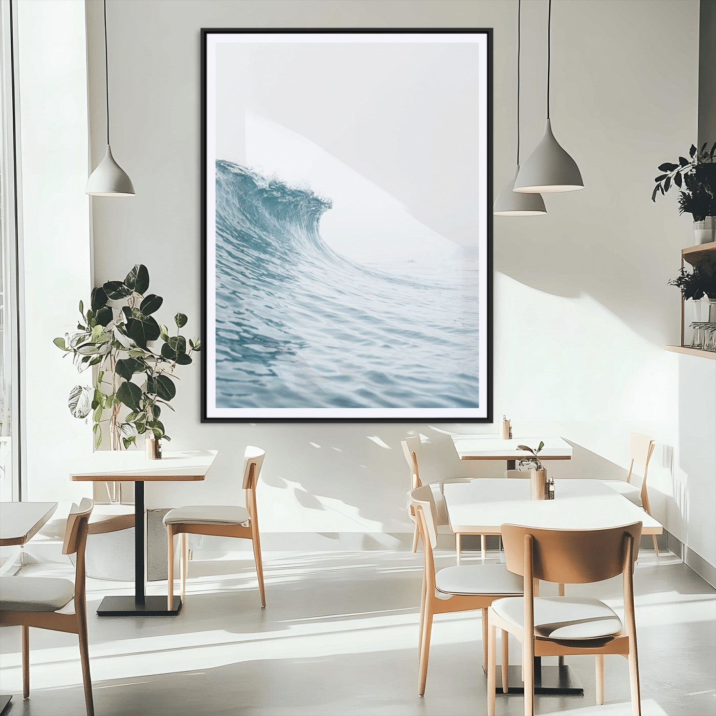 38699249-MGV-CV-24X36-Ocean Wave Wall Art – Minimalist Sea Canvas Print, Rising Surf and Misty Horizon Photography Decor for Bedroom, Living Room,