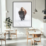 77072968-MGC-FP-24x36_Black-Wildlife Wall Art – Bison in Snow Canvas Print, Rustic Western Nature Photography Decor for Bedroom, Living Room, Office, Cabin,