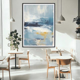 80358-MGC-FP-24x36_Black-Abstract Seascape Wall Art Canvas Print, Framed Coastal Horizon Art Picture Print, Textured Ocean Perfect Minimal Coastal Decor