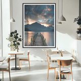 16043-MGV-CV-24X36-Mountain Lake Wall Art Canvas Print, Framed Sunset Reflection Art Picture Print, Calm Horizon Perfect Moody Nature Decor Artwork